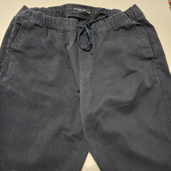 Abercrombie & Fitch Navy Sateen Stretch Drawstring Joggers - Picture 4 of 9